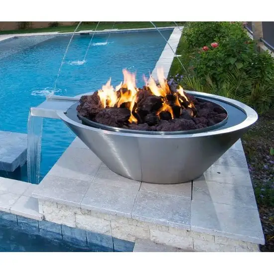 corten steel decoration fire and water fountain garden fire and water features outdoor fountains water fountain  with fire