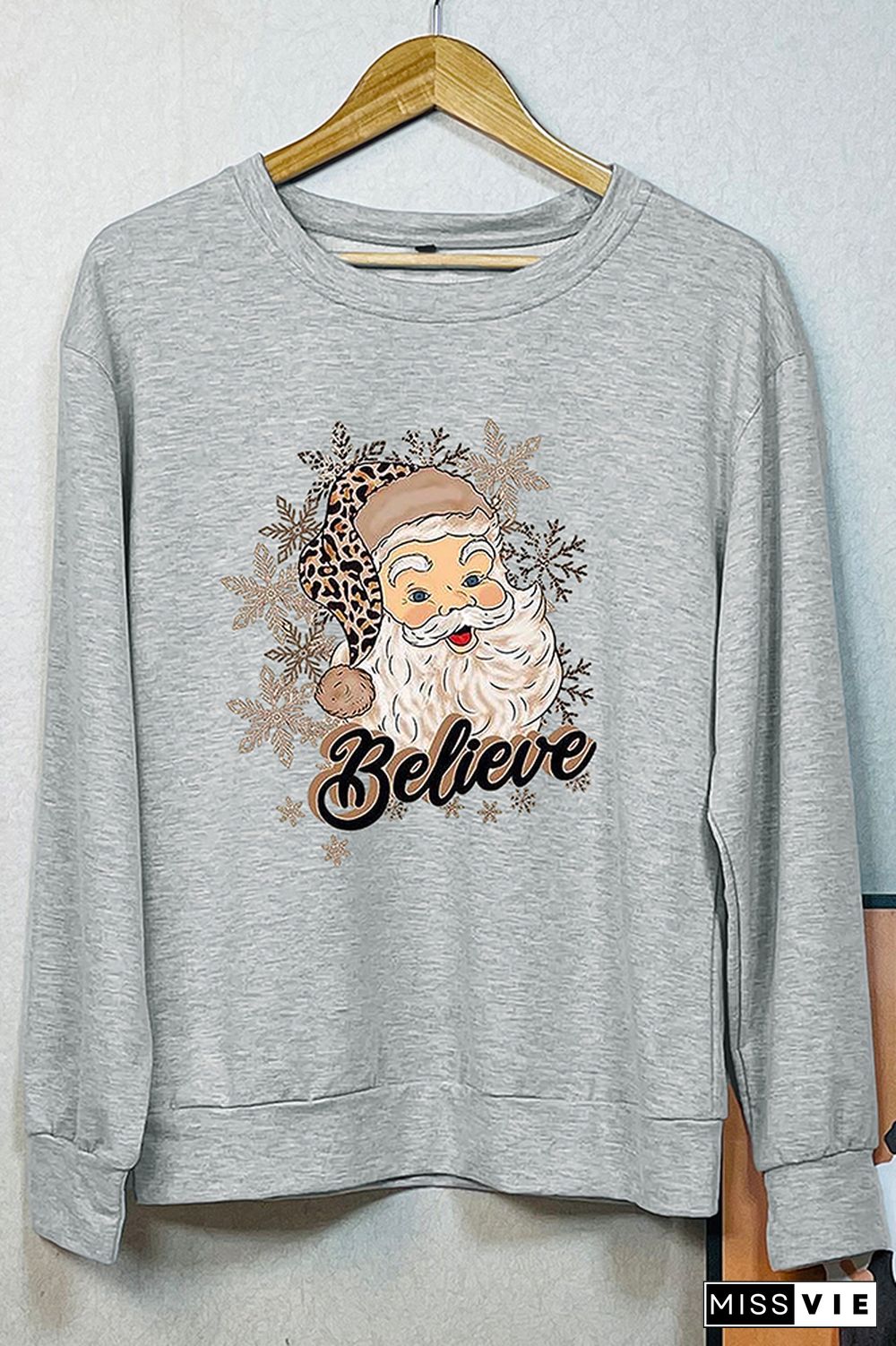 Santa Claus Believe Pullover Longsleeves Sweatshirt Women Wholesale