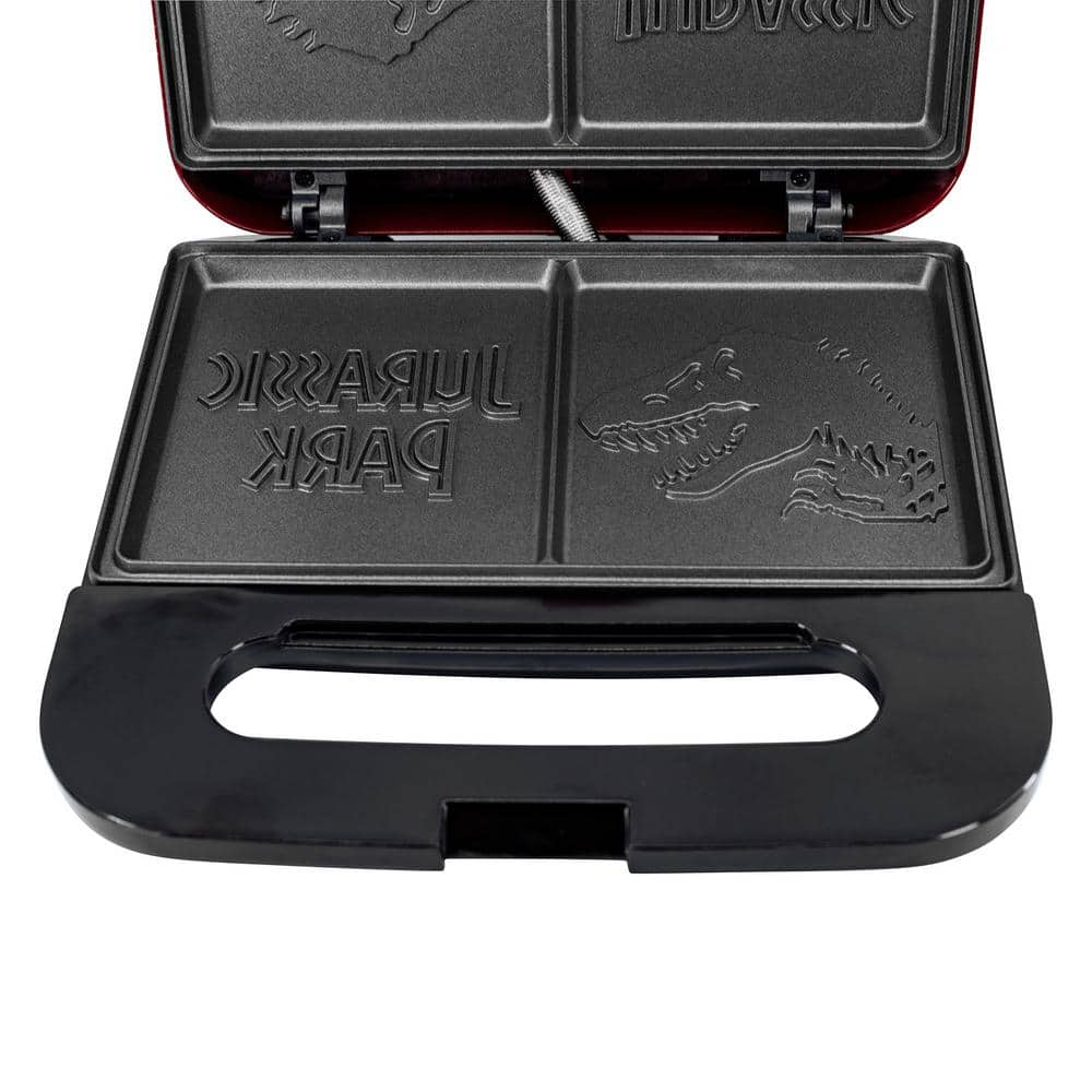 Uncanny Brands Red 900W Jurassic Park Grilled Grilled Cheese Sandwich Maker PP-JUR-JP