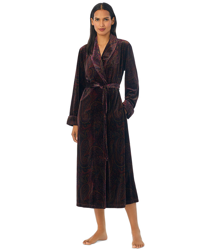 Lauren Ralph Lauren Women's Velvet Paisley Wrap Robe