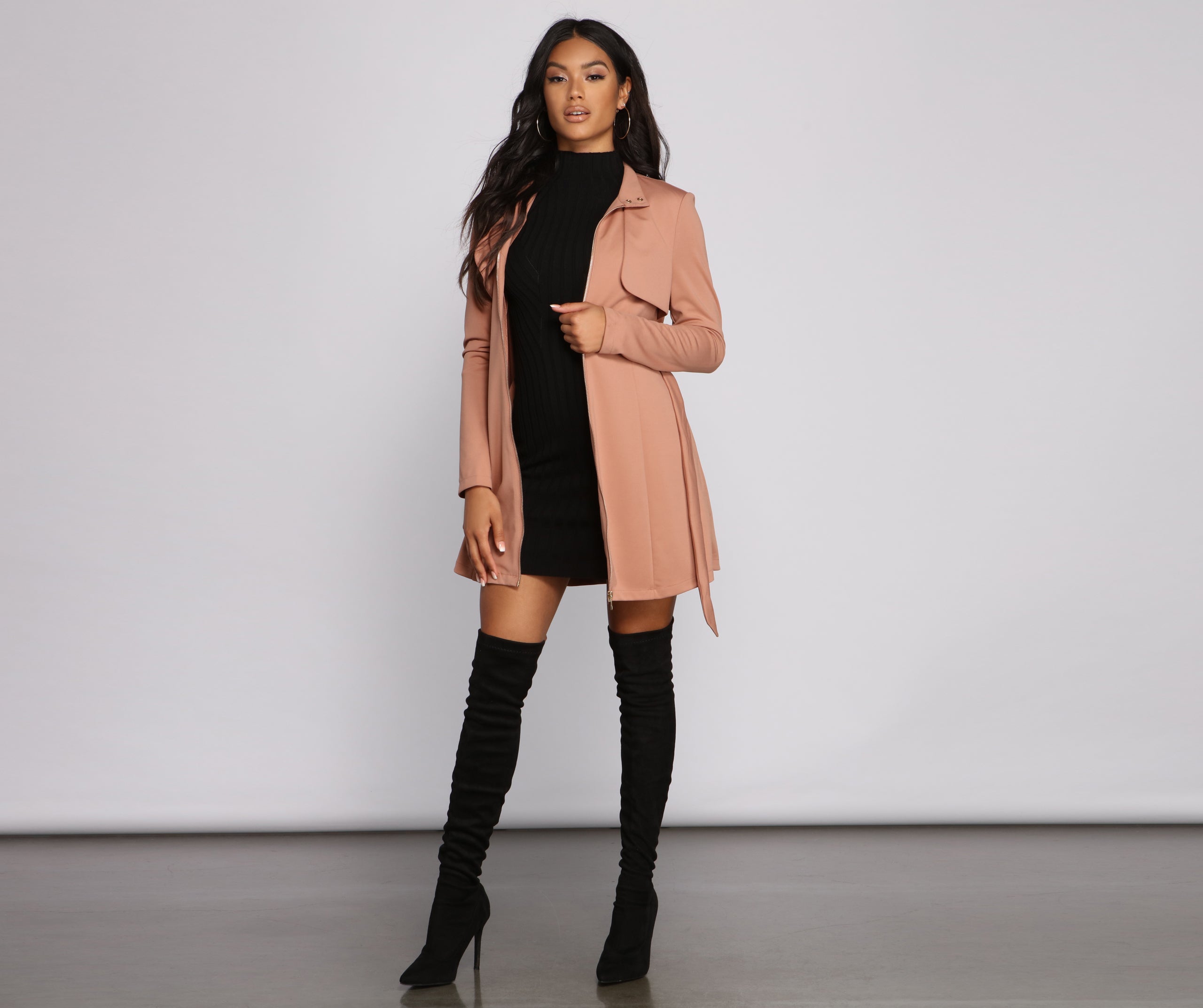 Majorly Chic Belted Trench Dress