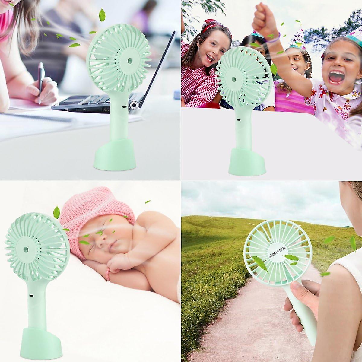 Mini Portable Usb Rechargeable Hand Held Handheld Fan With Base， 2500mah Battery， 4 Modes For Home， Office， Bedroom And Outdoor Travel (green)