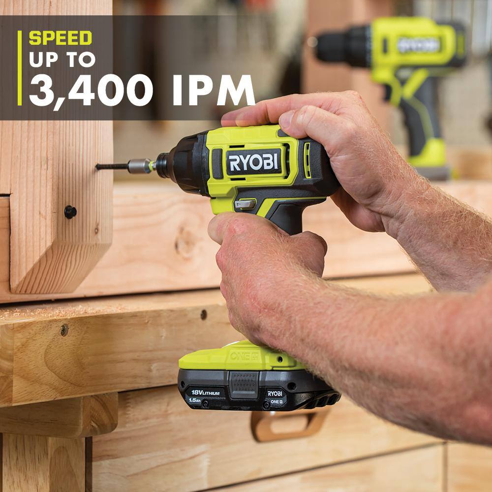 RYOBI ONE+ 18V Cordless 14 in. Impact Driver Kit with (2) 1.5 Ah Batteries and Charger PCL235K2