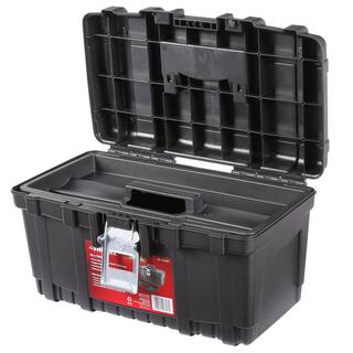 Husky 16 in. Plastic Portable Tool Box with Metal Latch (1.6 mm) in Black THD2015-03