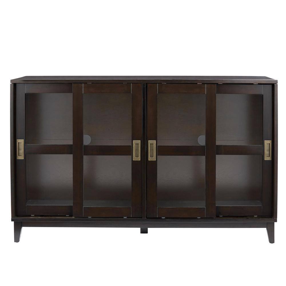 Home Decorators Collection Canonbury Ebony Brown Wood Buffet Table with Glass Doors (55.30 in. W x 34 in. H) SK19239Dr1-E