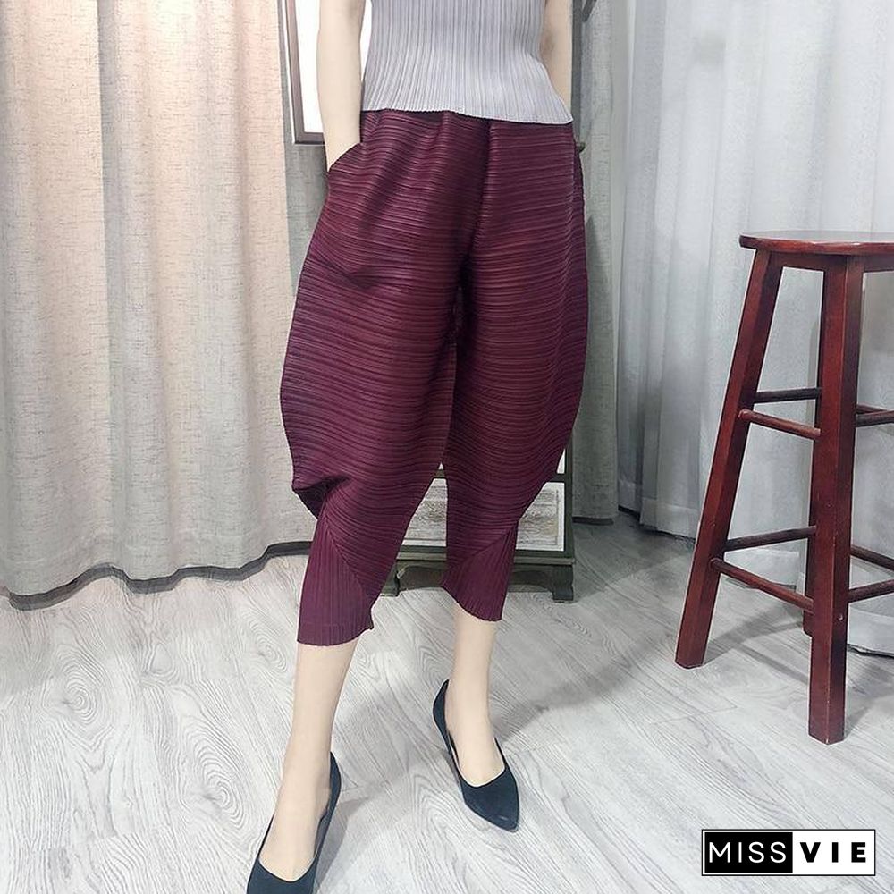 autumn winter Korean trousers pleated wide leg harem pants plus size women casual Ankle-Length lantern flare pants