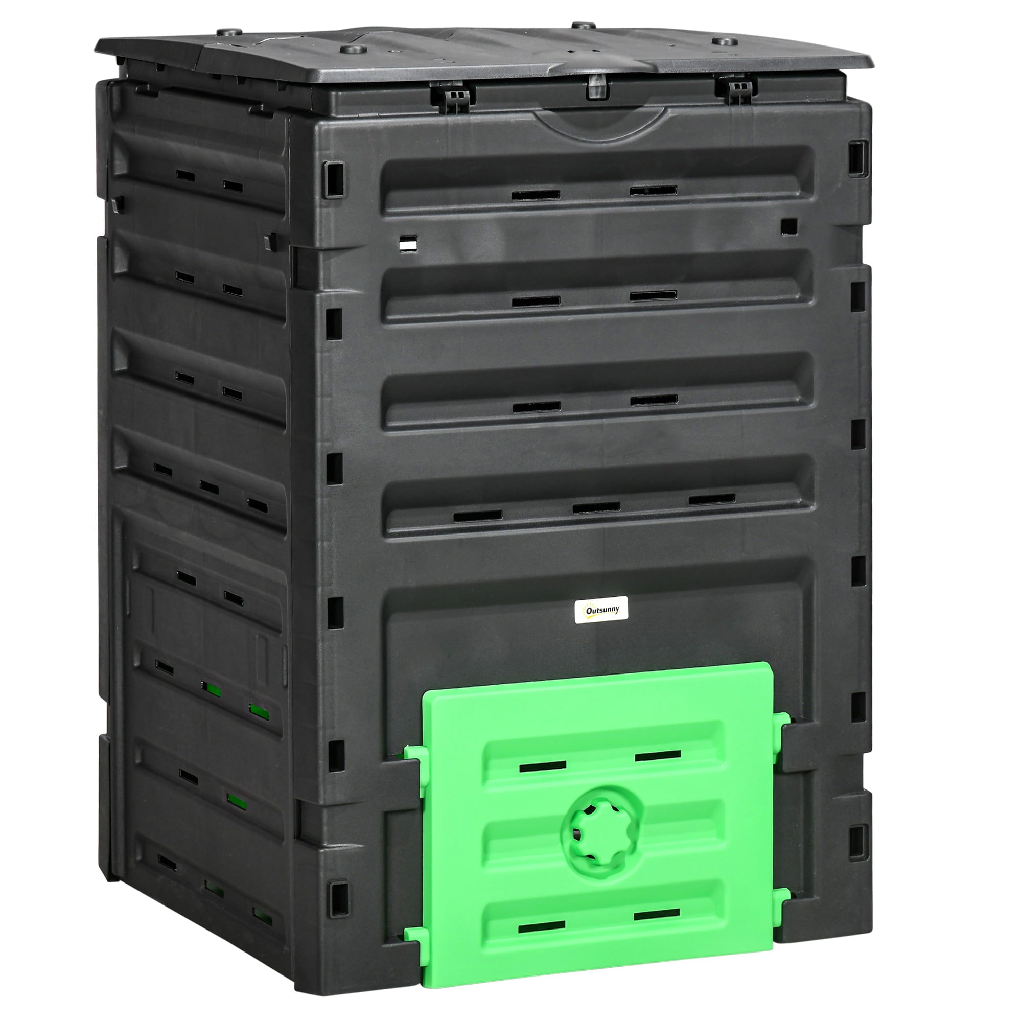 Outsunny 120 Gallon Compost Bin, Large Composter with 80 Vents, Black