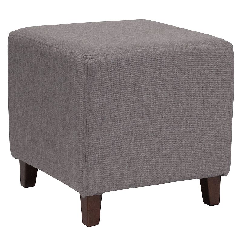 Emma and Oliver Taut Upholstered Cube Ottoman Pouf in Black Fabric