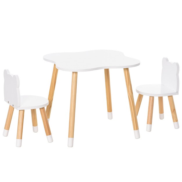 Onesstop  Kids Table And Chair Set For Arts Meals Lightweight Wooden Homework Activity Center Toddlers Age 3 White