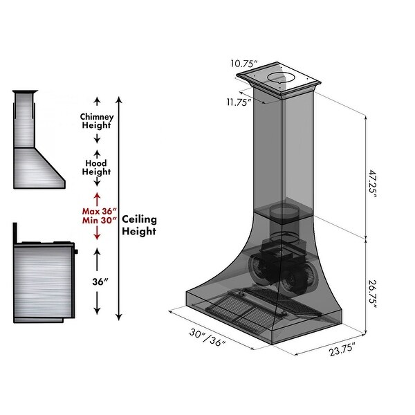 ZLINE Designer Series Fingerprint Resistant Stainless Steel Ducted Wall Range Hood