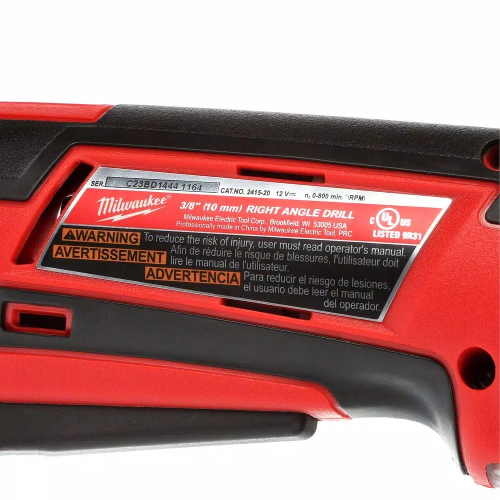 Milwaukee M12 12-Volt Lithium-Ion Cordless 3/8 in. Right Angle Drill (Tool-Only) and#8211; XDC Depot