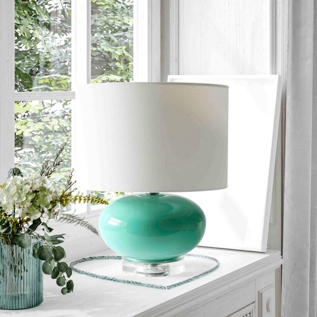 Modern Ovaloid Glass Bedside Table Lamp With Fabric Shade Lalia Home