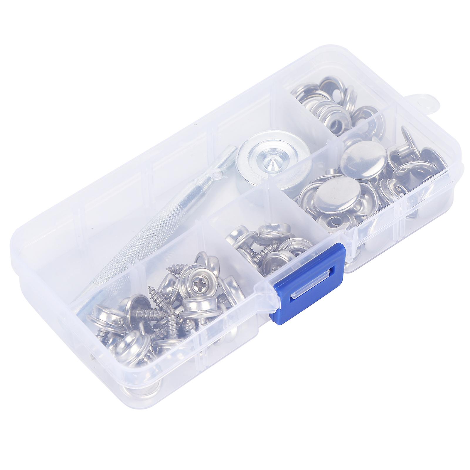 62pcs Screw Rivet Button Stainless Steel Selftapping Snap Fastener With Mounting Tool 10mm