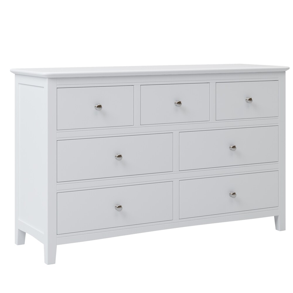 7 / 5 Drawers Solid Wood Dresser in White