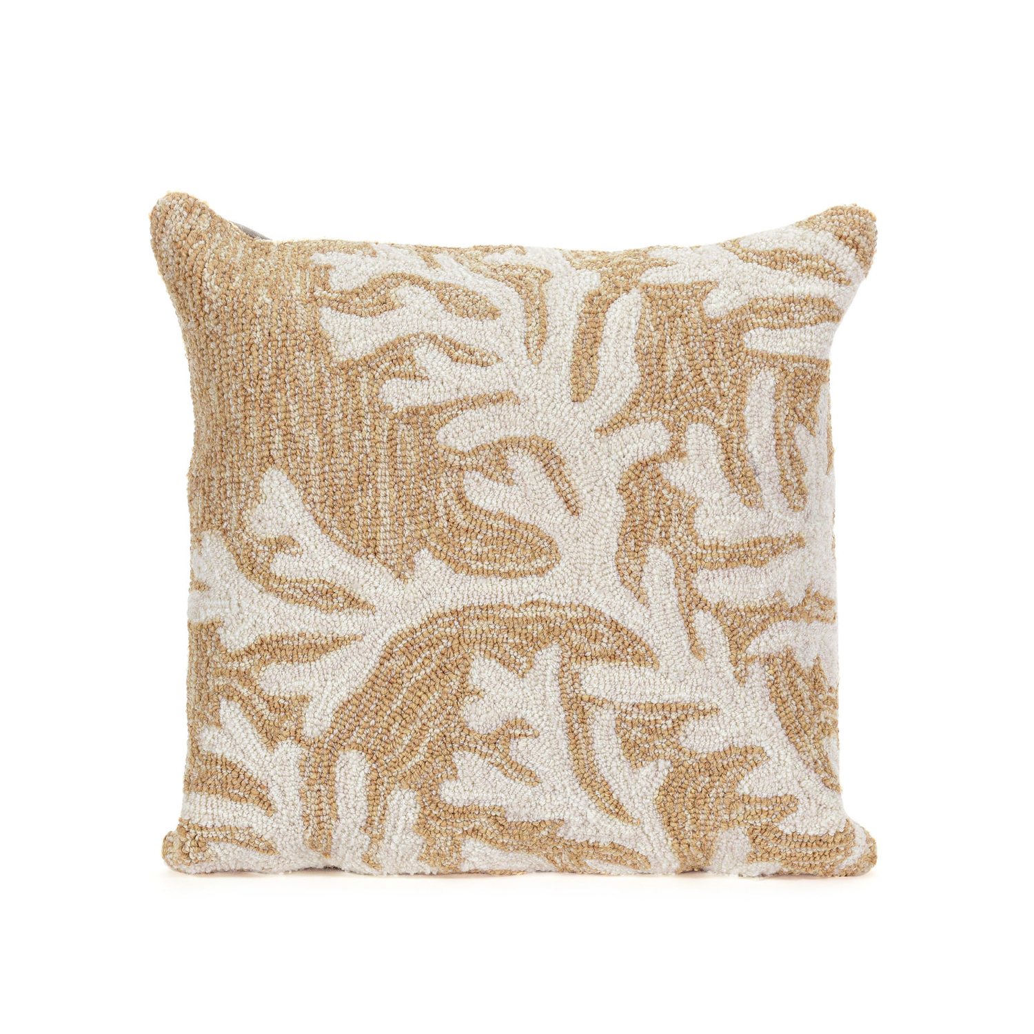 Liora Manne Frontporch Beige Coral Polyester Throw Pillow 18 in. H X 2 in. W X 18 in. L