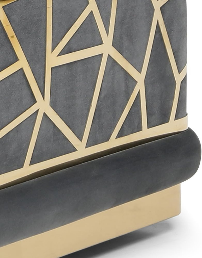 Unique Sofa  Micro Suede Seat With Brass Geometric Accent   Contemporary   Sofas   by Decor Love  Houzz