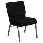 Emma and Oliver 21W Stacking Church Chair in Black Fabric - Silver Vein Frame