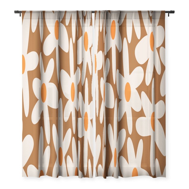 Kierkegaard Design Studio Daisy Time Retro Floral Pattern Single Panel Sheer Window Curtain Deny Designs