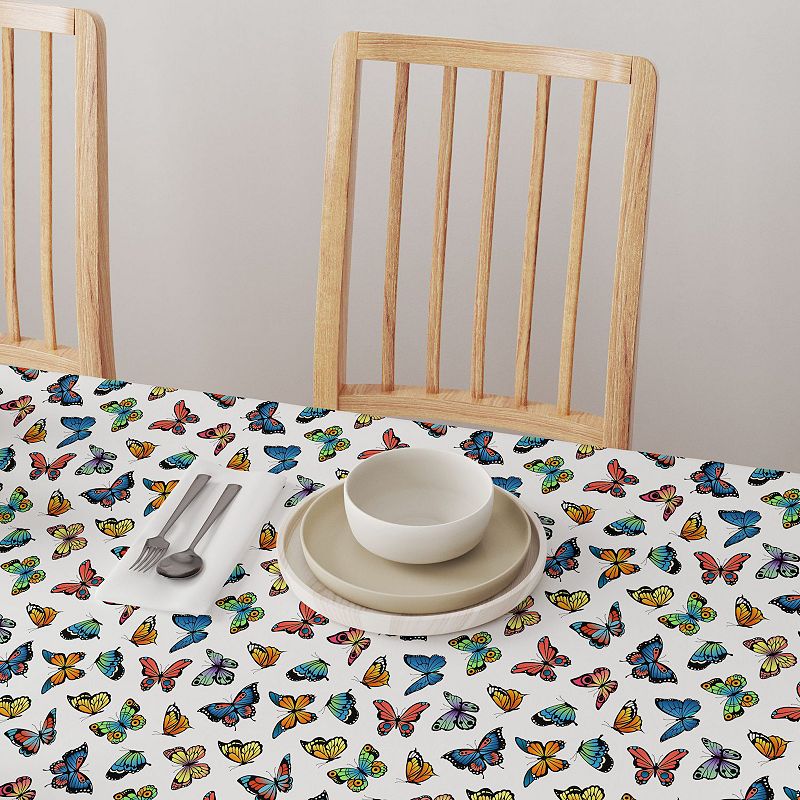 Square Tablecloth， 100% Cotton， 60x60， Butterflies in Bold Colors