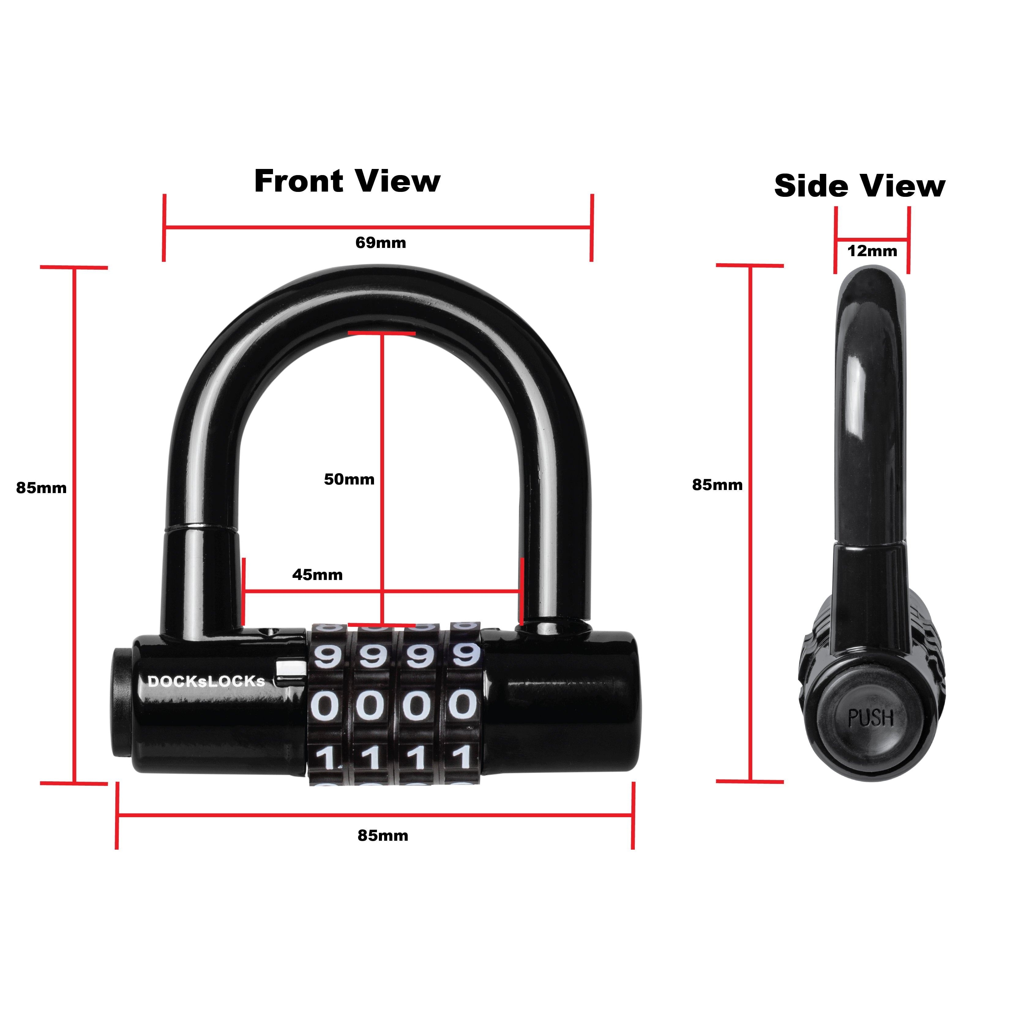 DocksLocks 5ft Straight Security Cable with Looped Ends and U-Lock