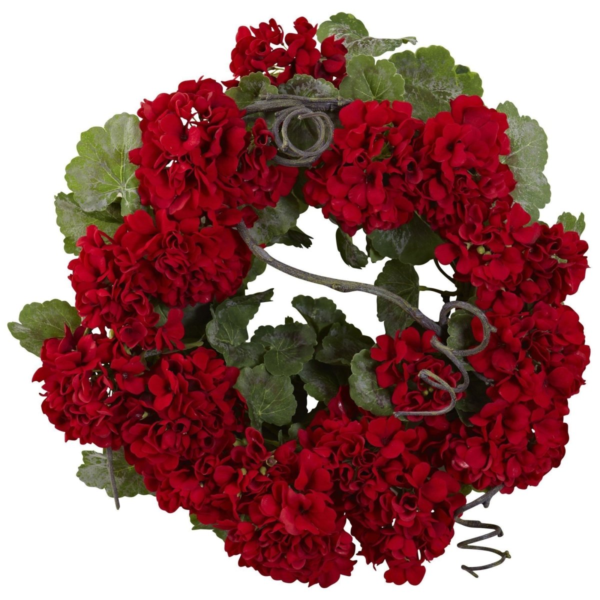 17” Artificial Geranium Wreath | Bold Floral Door Décor