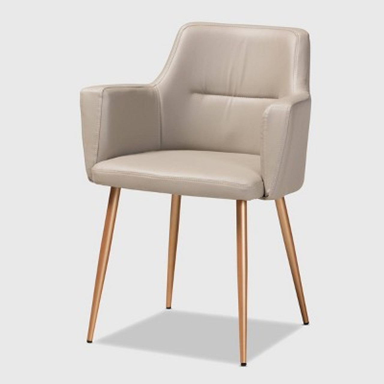 Martine Faux Leather Upholstered Metal Dining Chair Beige/Gold - Baxton Studio