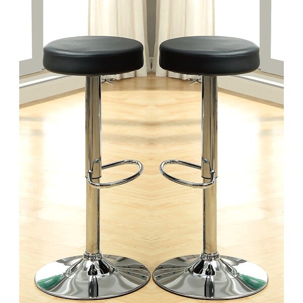 Modern Clean Design Swivel Black Seat With Chrome Pedestal Adjustable Stool