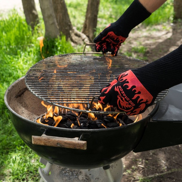 Bbq Extreme Heat Resistant Grill Gloves Black Bbq Dragon