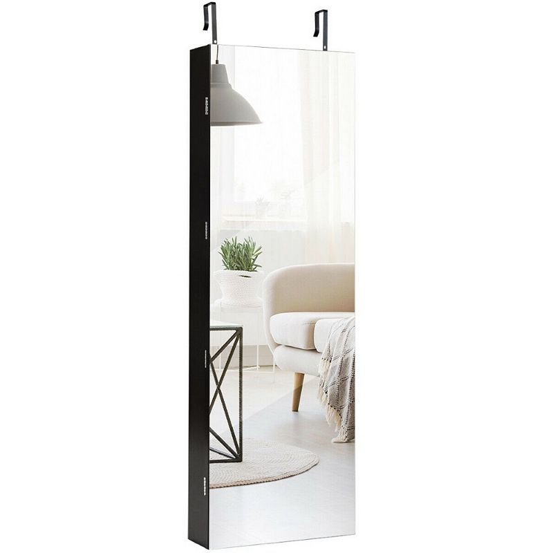 Wall and Door Mounted Mirrored Jewelry Cabinet with Lights