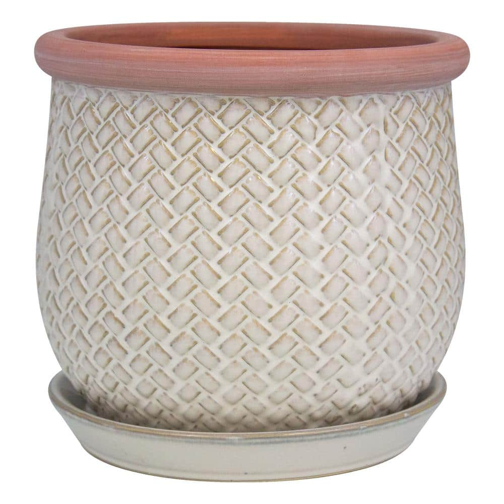 Trendspot 8 in. Chevet Off-White Ceramic Planter ECR01641S-08W