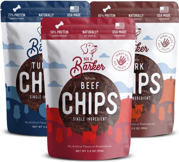 Beg and Barker The Countryside Collection Variety Whole Beef Turkey and Pork Chips Natural Single Ingredient Dog Treats