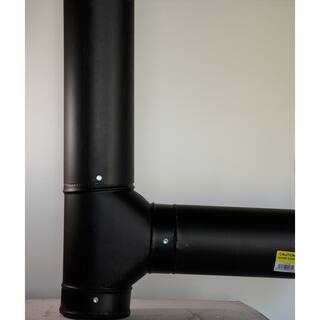 Master Flow 6 in. Black Stove Pipe Round Tee BAT6X6X6