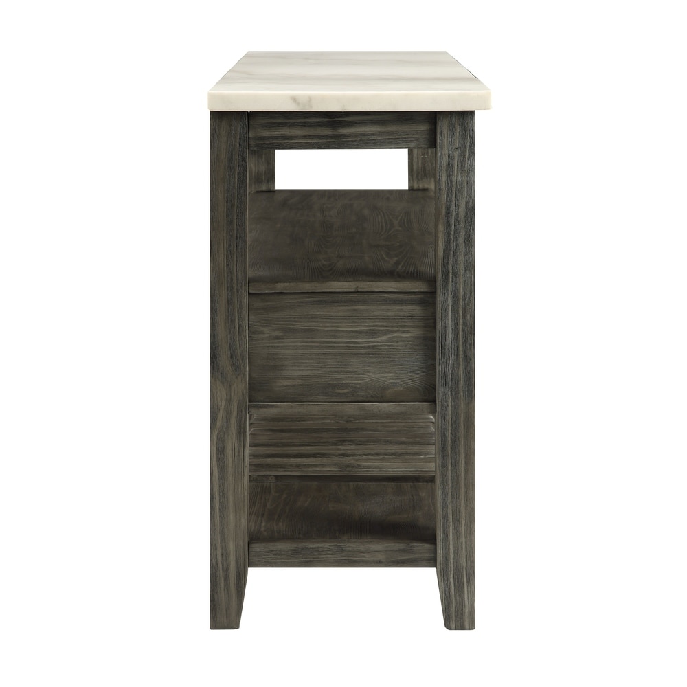 ACME Merel Server in White Marble and Gray Oak