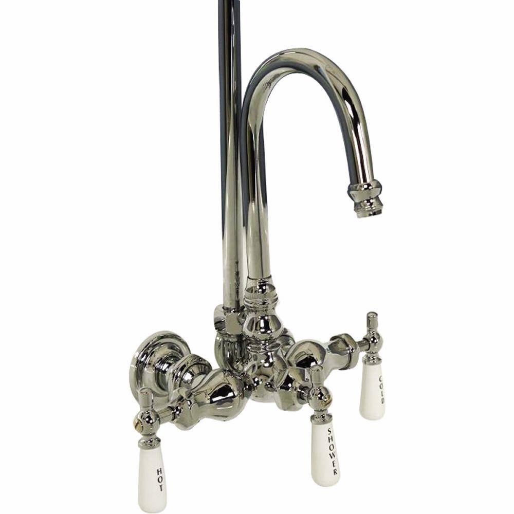 Barclay Products Porcelain Lever 3-Handle Claw Foot Tub Faucet with Riser and 48 in. Rectangular Shower Unit in Polished Chrome 4143-48-CP