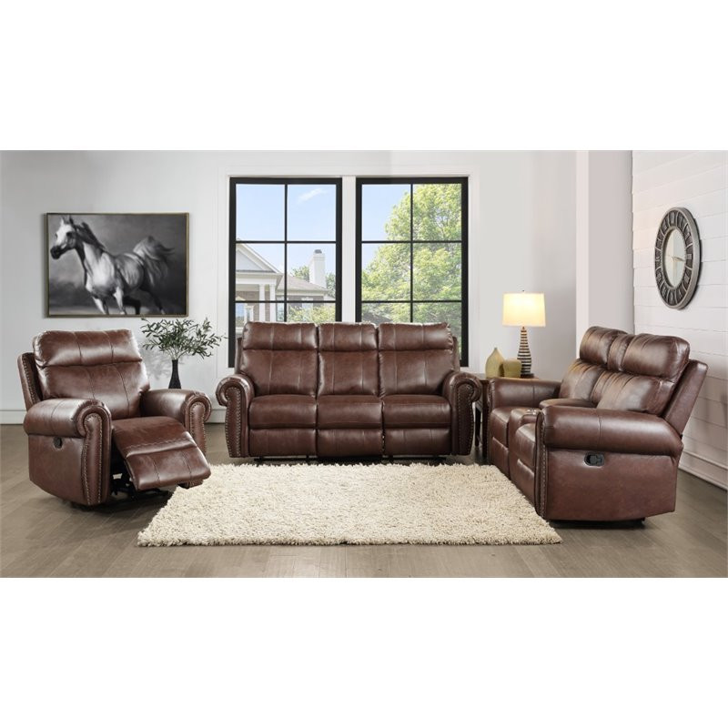 Pemberly Row 20 quotTraditional Microfiber Double Reclining Loveseat in Brown   Contemporary   Loveseats   by Homesquare  Houzz