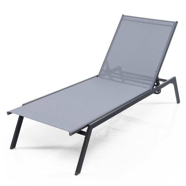 Costway Patio Lounge Chair Chaise Recliner 6 position Adjustable Back Garden Poolside