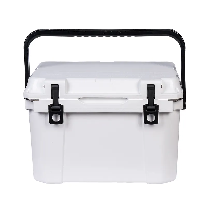 Wholesale mini size customized plastic ice chest 25QT beer can injection cooler box with metal handle