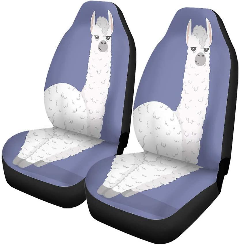 Set Of 2 Car Seat Covers Cute Cartoon Lama Alpaca Universal Auto Front Seats Protector Fits For Car，suv Sedan，truck