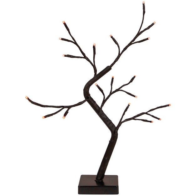 Led Lighted Black Halloween Twig Tree Orange Lights