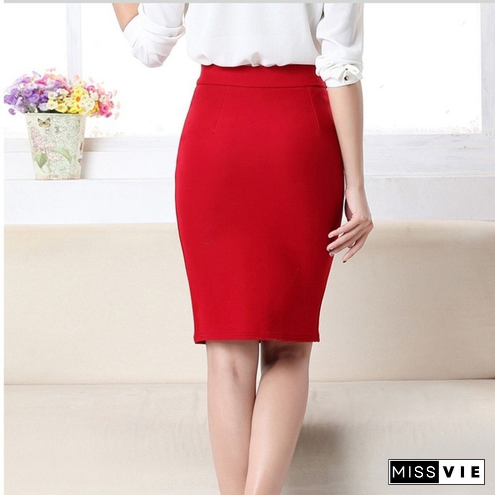 Hot Women's Bodycon High Waist Business Career Office Knee Lenght Pencil Skirt