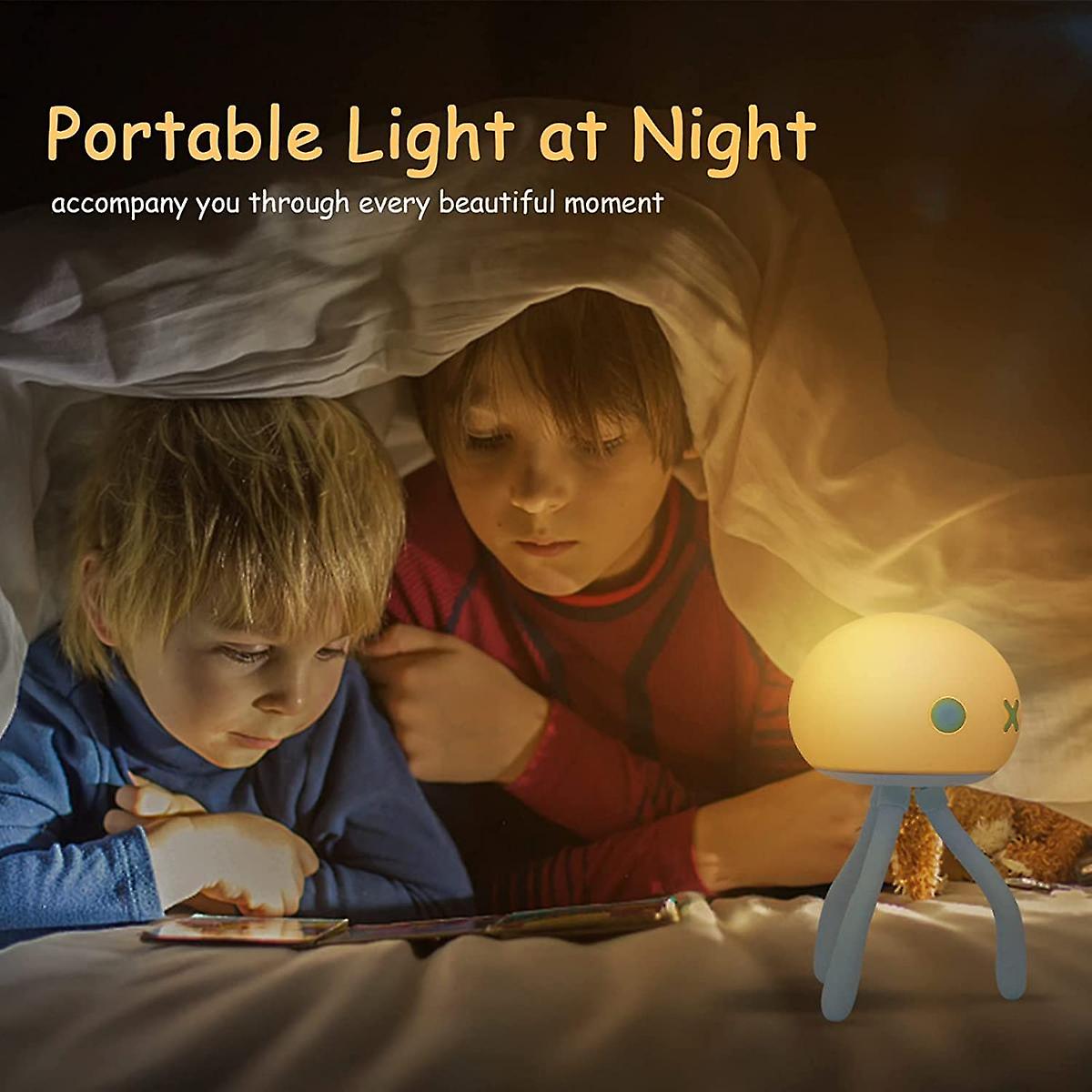 Kids Night Light， Flexible Portable Rechargeable Jellyfish Led Light， Remote And Touch Control Dimmable Baby Lamp， Suitable For Kids Bedroom