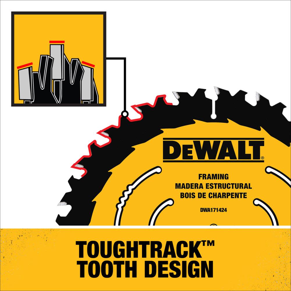 DW 7-1/4-in 24T Saw Blades with ToughTrack tooth design， 3 pk