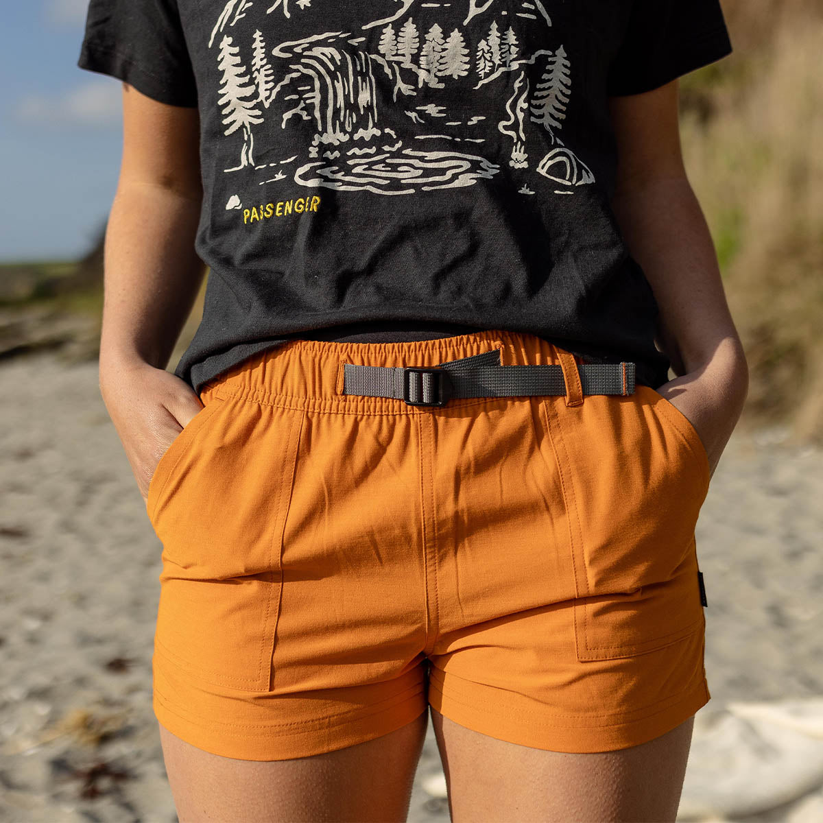 Del Sur Hemp All Purpose Shorts - Sunrise Orange