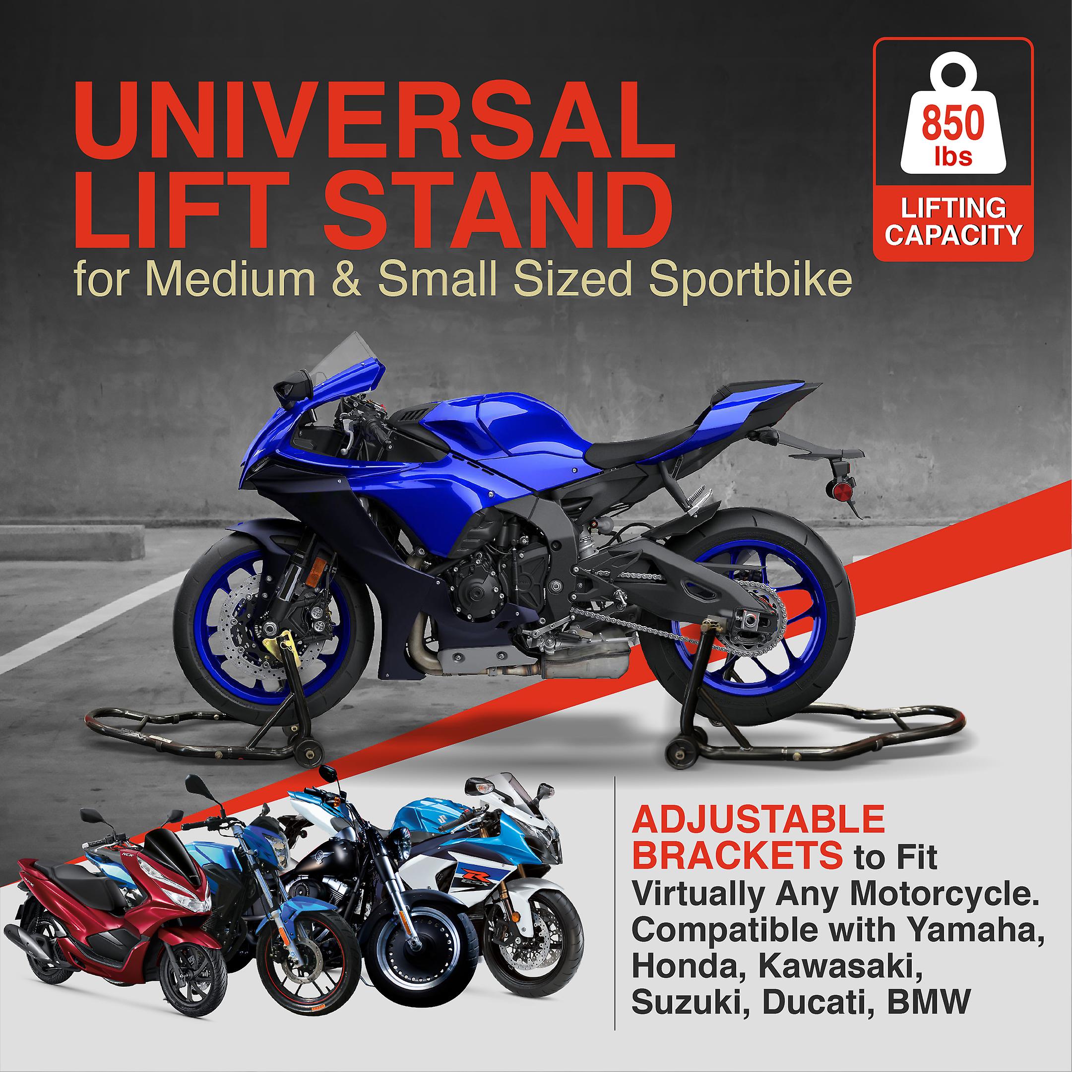 Motorcycle Front+Rear Paddle Wheel Lift Stand Compatible with Kawasaki Ninja ZXR ZX750 7R ZX900 9R