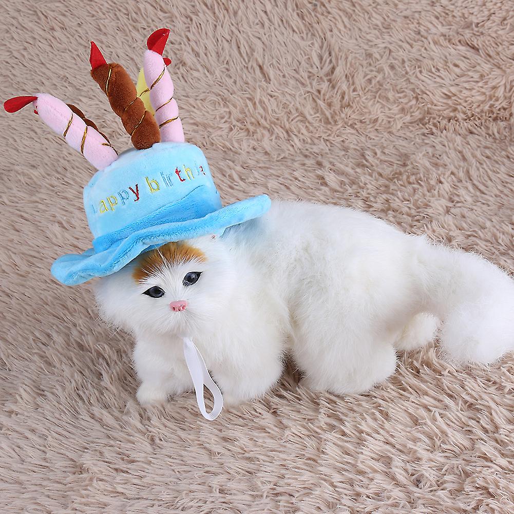 Candles Design Pet Costume Birthday Hats Accessory For Dogs Small Animals Blue