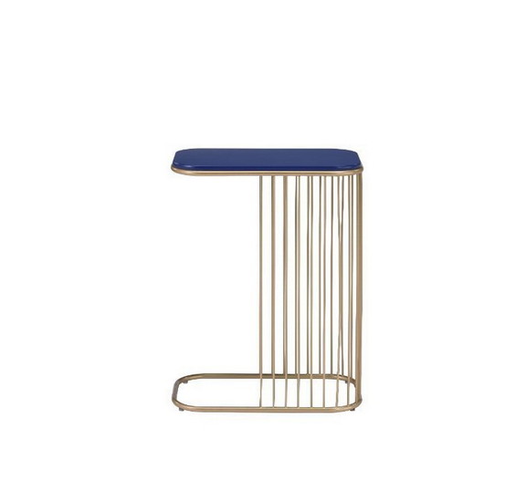 ACME Aviena Accent Table  Blue   Gold Finish 97844