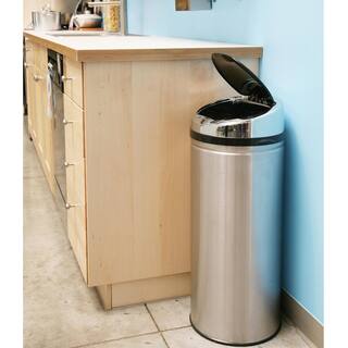 iTouchless 13 Gal. Round Automatic Infrared Sensor Stainless Steel Trash Can with Odor Control System IT13RCB