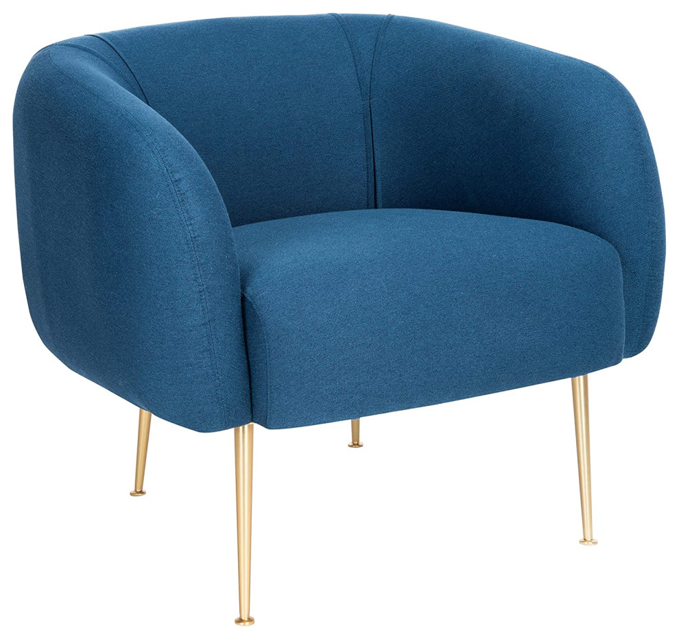 Accent Chair With Golden Metal Legs  Plush Upholstered Seat   Midcentury   Armchairs And Accent Chairs   by Decorn  Houzz