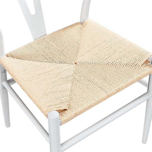 Yaheetech Modern Weave Y-Shaped Dining Chair with Solid Metal Frame