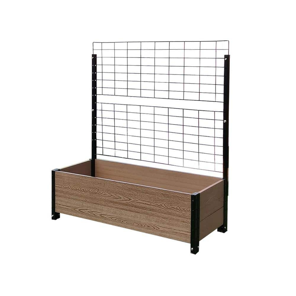 EverBloom Deckside Brown Composite Board and Steel Raised Planter with Trellis K2103